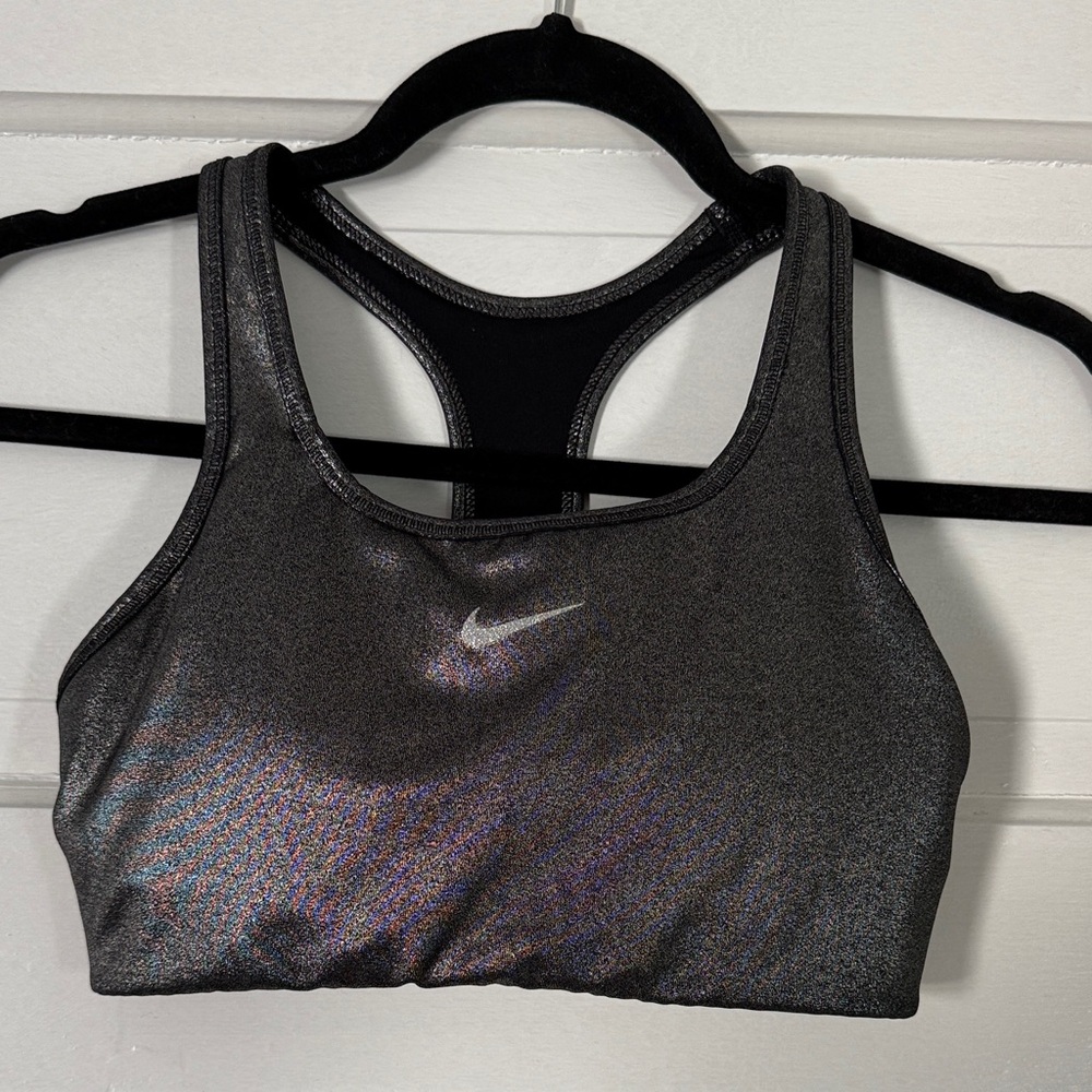 Nike Metallic Gray Sports Bra